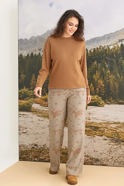 Desenli Uzun Kollu Alt Üst Takım - 4