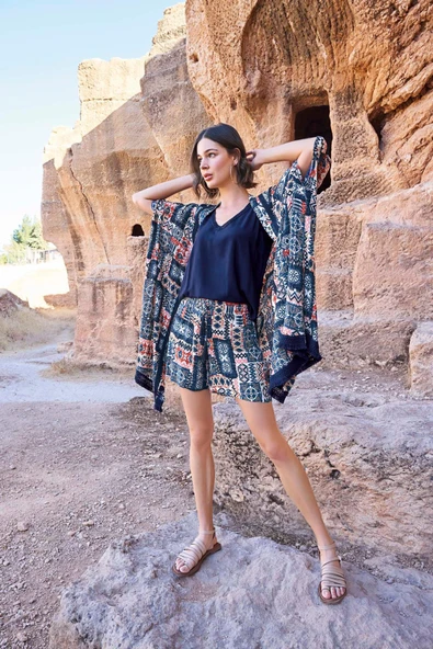 Etnik Desenli 3'lü Alt Üst Takım - 5