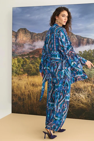 Etnik Desenli 3'lü Pijama Takımı - Resim 4