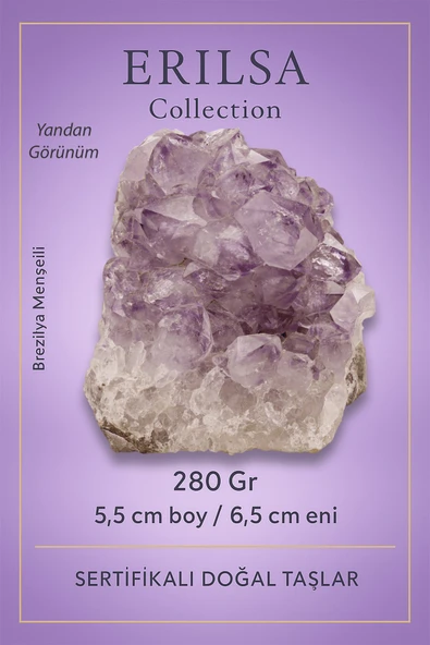 Sertifikalı Ametist Taşı Kütlesi 280 Gr – Ham Doğal Kristal Dekoratif Taş Parçası ürün görseli