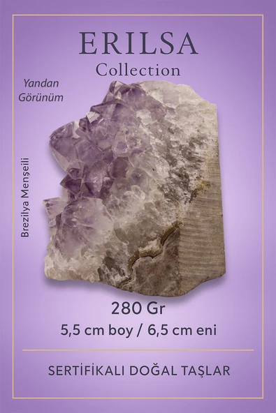 Sertifikalı Ametist Taşı Kütlesi 280 Gr – Ham Doğal Kristal Dekoratif Taş Parçası - Resim 2