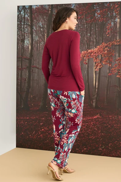 Çiçek ve Yaprak Desenli "I'm Living In a Dreamland" Pijama Takımı - 5
