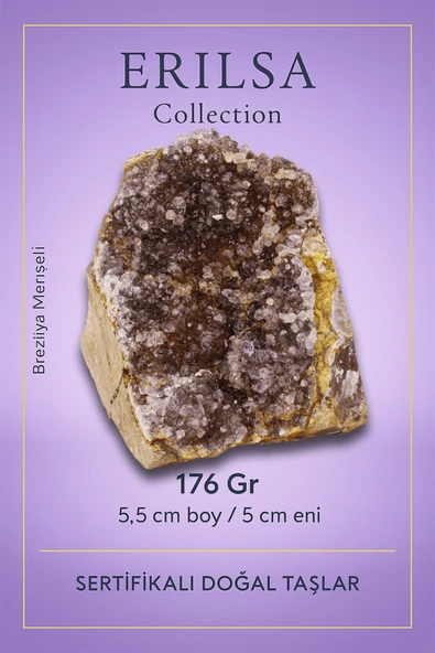 Sertifikalı Kahverengi Ametist Taşı Kütlesi 176 Gr – Ham Doğal Kristal Dekoratif Taş Parçası - Resim 2