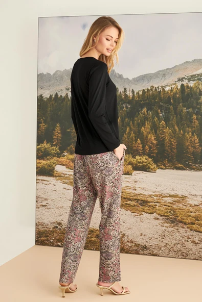 Yaprak Desenli "Natural Vibes" Pijama Takımı - 6