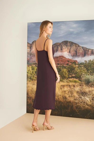 Etnik Desenli Dantelli ve Dekolteli Sabahlık Takımı - 7