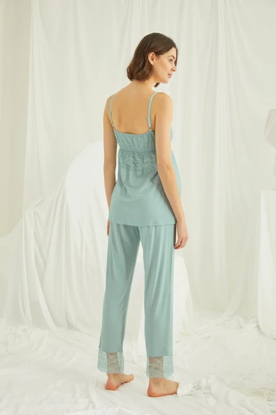 Dantelli Hamile Lohusa 3'lü Pijama Takımı - 8