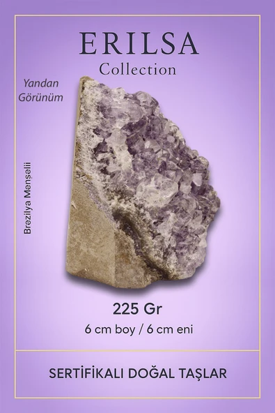 Sertifikalı Ametist Taşı Kütlesi 225 Gr – Ham Doğal Kristal Dekoratif Taş Parçası - Resim 2