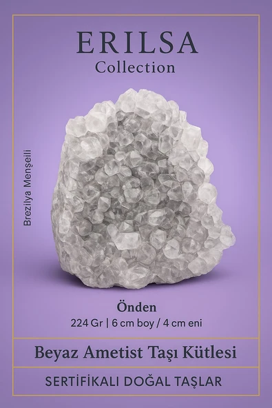 Sertifikalı Beyaz Ametist Taşı Kütlesi – Ham İşlenmemiş Doğal Kristal Dekoratif Taş Parçası ürün görseli