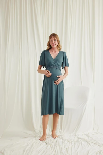 Dantelli Önü Düğmeli Hamile Lohusa Gecelik ürün görseli