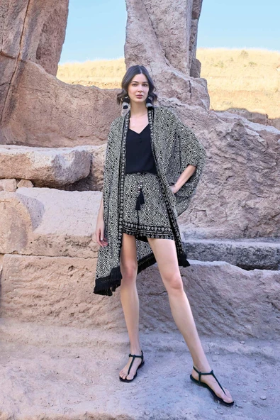 Etnik Desenli 3'lü Alt Üst Takım