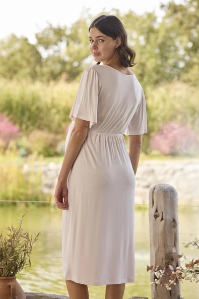 Dantelli Önü Düğmeli Hamile Lohusa Gecelik - Resim 7