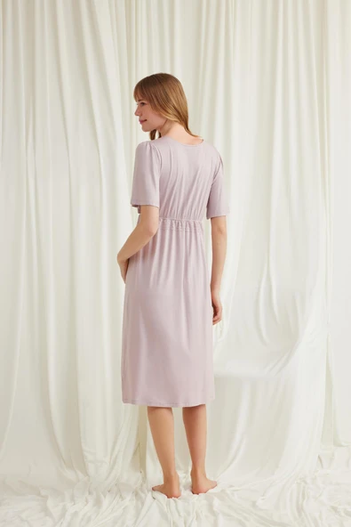 Dantelli Önü Düğmeli Hamile Lohusa Gecelik - Resim 8