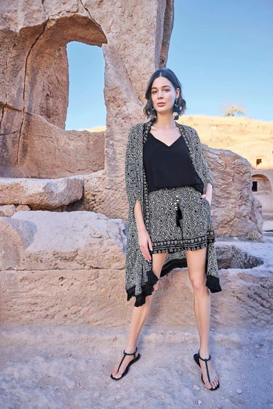 Etnik Desenli 3'lü Alt Üst Takım - 4