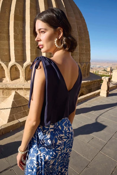 Yaprak Desenli Saten Etek Takımı - Resim 7