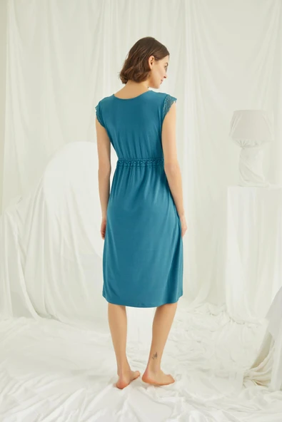 Önü Düğmeli Dantelli Hamile Lohusa Gecelik - 5