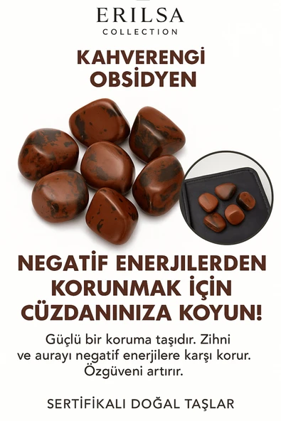 Sertifikalı Cüzdan Boy Kahverengi Obsidyen Taşı Kütle - İçsel Güç ve Duygusal Arınma Sağlar ürün görseli