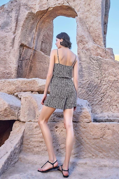 Etnik Desenli Bağcık Detaylı Tulum - 7
