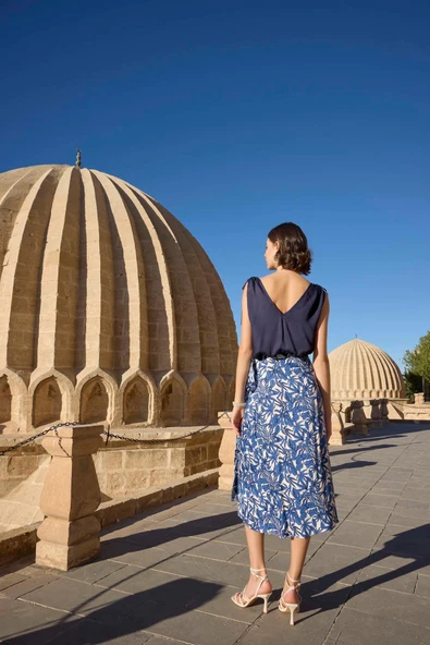 Yaprak Desenli Saten Etek Takımı - Resim 8