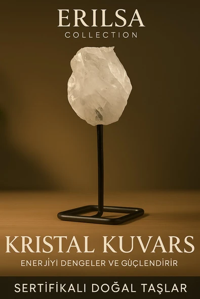 Sertifikalı Doğal Ham Kristal Kuvars Taşı Standlı Obje – Saf Enerji ve Zihinsel Berraklık Taşı ürün görseli