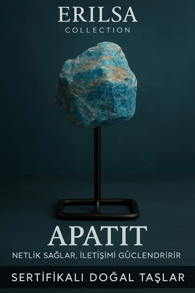 Sertifikalı Doğal Ham Apatit Taşı Standlı Obje – İlham Verir ve Zihinsel Netlik Sağlar ürün görseli