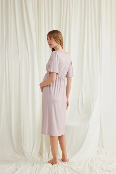 Dantelli Önü Düğmeli Hamile Lohusa Gecelik - Resim 6