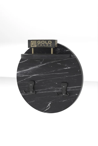 Askılık Duvar Elbise Askılığı Portmanto Üstü Siyah Mermer Desen - 5