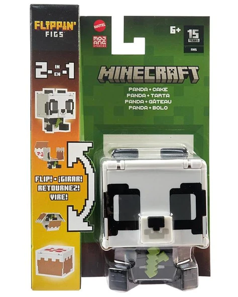 Minecraft Flippin Figs 2si1 Arada Panda ve Pasta Figürü HTL48