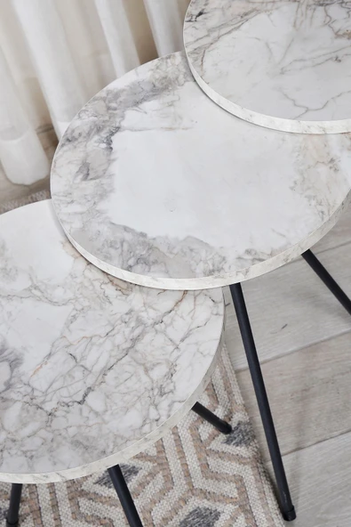 Zigon Sehpa 3'lü Siyah Metal Ayak Efes 1017 - 2