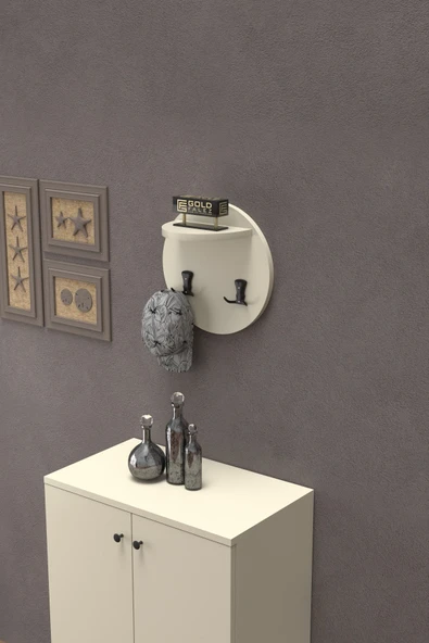 Askılık Duvar Elbise Askılığı Portmanto Üstü Krem - 3