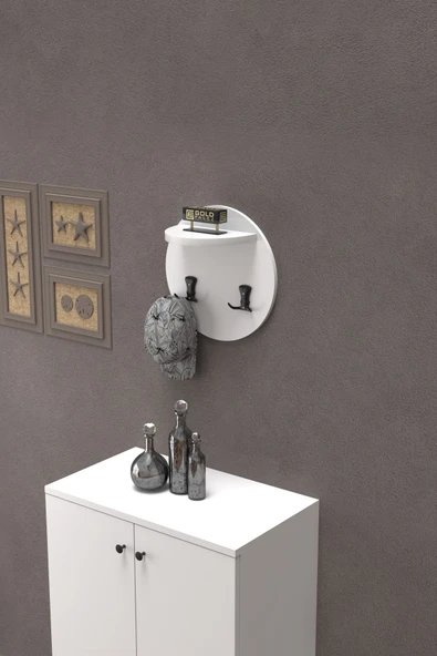 Askılık Duvar Elbise Askılığı Portmanto Üstü Beyaz - 3