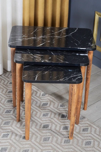 Zigon Sehpa Ahşap Torna Ayak Siyah Kr 2066 ürün görseli 1