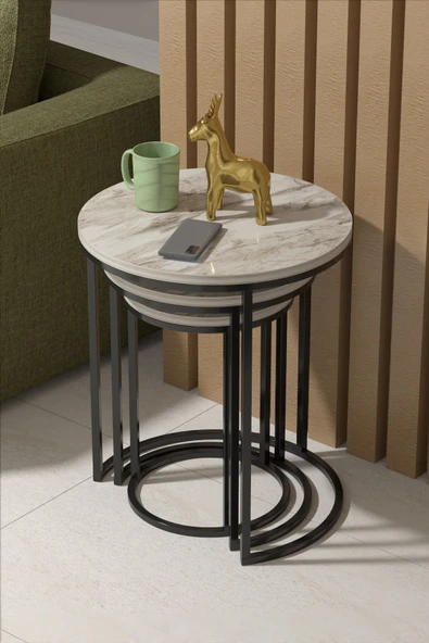 Orta Sehpa Tekli Ve 3'Lü C Zigon Sehpa Kombin Set Efes - 3