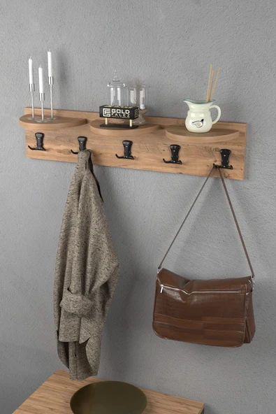 Askılık Duvar Elbise Askılığı Portmanto 80 Cm Ceviz - 8