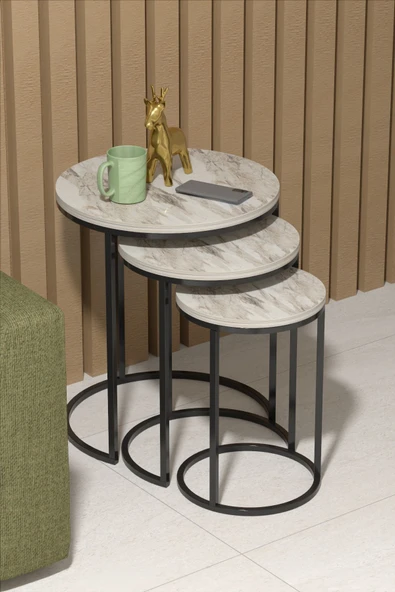 Orta Sehpa Tekli Ve 3'Lü C Zigon Sehpa Kombin Set Efes - 5