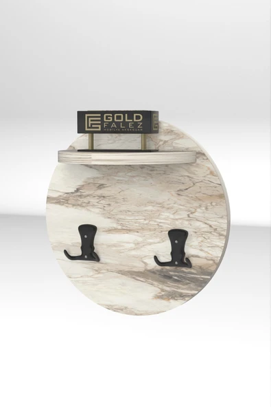 Askılık Duvar Elbise Askılığı Portmanto Üstü Beyaz Mermer Desen - 4