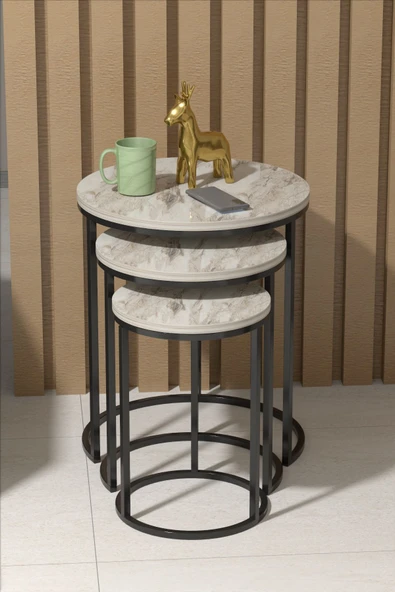 Orta Sehpa Tekli Ve 3'Lü C Zigon Sehpa Kombin Set Efes - 6