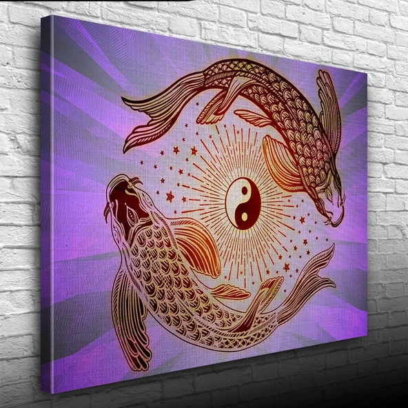 Yin Yang Fish Poster Kanvas Tablo 50 x 70 - Resim 3
