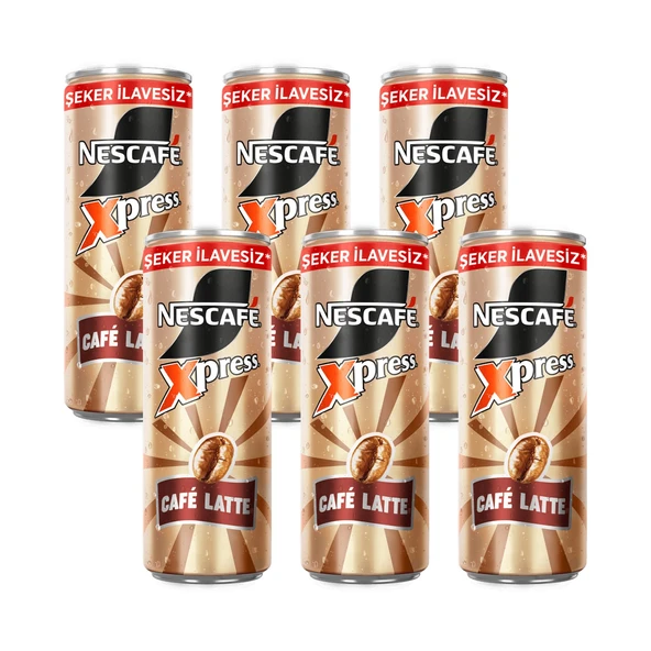 Nescafe Xpress Café Latte Şekersiz 250 ml x 6 Adet