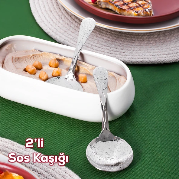 Porsima 5216 Metal Gümüş 2li Sos Kaşığı 13cm ürün görseli