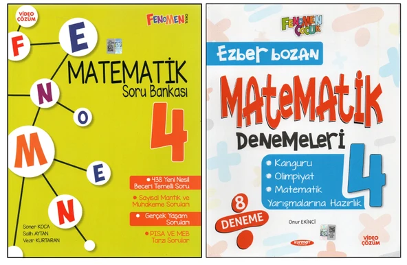 FENOMEN 4. SINIF MATEMATİK SORU BANKASI+EZBER BOZAN MATEMATİK DENEMELERİ (2 KİTAP)