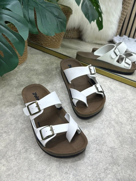 Günlük Kadın Terlik Tek Parmak Arası Rahat Mantar Taban Tokalı Ayarlanabilir Sandalet 147 - 34162 - 9