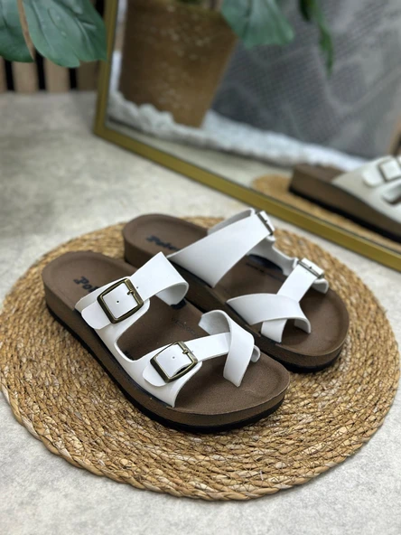 Günlük Kadın Terlik Tek Parmak Arası Rahat Mantar Taban Tokalı Ayarlanabilir Sandalet 147 - 34162 - 10