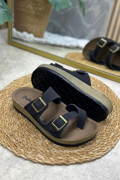 Günlük Kadın Terlik Tek Parmak Arası Rahat Mantar Taban Tokalı Ayarlanabilir Sandalet 147 - 34162 - 6