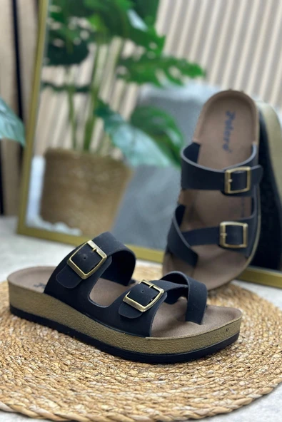 Günlük Kadın Terlik Tek Parmak Arası Rahat Mantar Taban Tokalı Ayarlanabilir Sandalet 147 - 34162 - 5