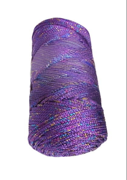 Makrome İpi 3mm  Polyester Mor Simli ürün görseli 1