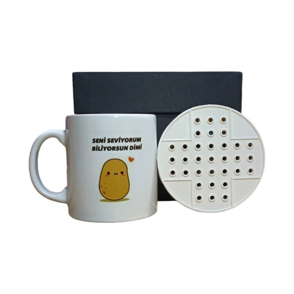 Dün Bugün Gibi! Nostaljik Hediyelerle Dolu Siyah Hediye Kutusu ve Seni Seviyorum Biliyorsun Dimi Yazılı Kupa Bardak - 3