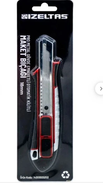 PRO METAL GÖVDE MAKET BIÇAĞI EMNİYETLİ OTOMATİK KİLİTLENMELİ 18 MM
