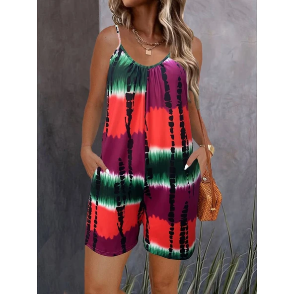 Lucky Life Kadın Ip Askılı Yuvarlak Yaka Cepli Kısa şort Süprem Takım - 3