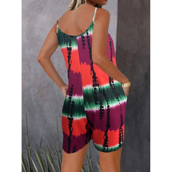 Lucky Life Kadın Ip Askılı Yuvarlak Yaka Cepli Kısa şort Süprem Takım