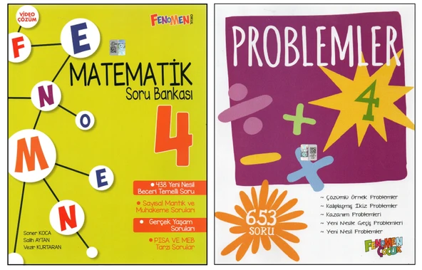 FENOMEN ÇOCUK 4. SINIF MATEMATİK SORU BANKASI+PROBLEMLER (2 KİTAP) ürün görseli